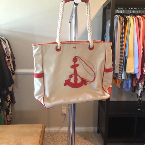 Canvas and leather Anchor beach bag